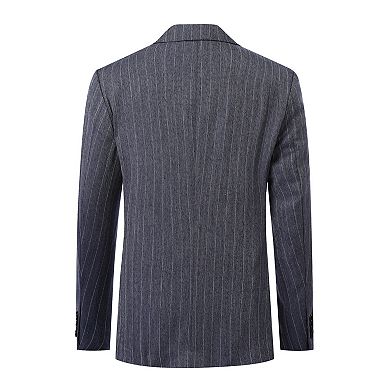 Men's Slim Fit Striped Peak Lapel Two-Button Blazer