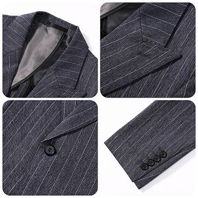 Men's Slim Fit Striped Peak Lapel Two-Button Blazer