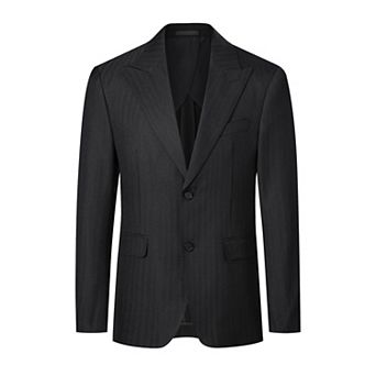 Men's Slim Fit Striped Peak Lapel Two-Button Blazer