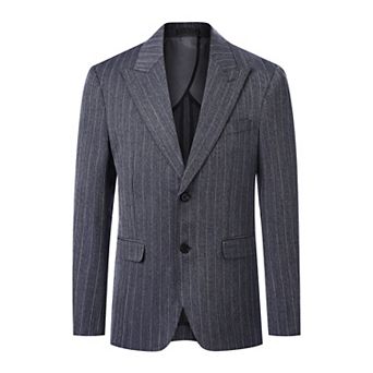 Men's Slim Fit Striped Peak Lapel Two-Button Blazer