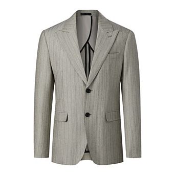 Men's Slim Fit Striped Peak Lapel Two-Button Blazer