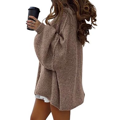 Womens Oversized Cardigans Long Lantern Sleeve Button Down Chunky Knit Loose Fall Sweater Coats