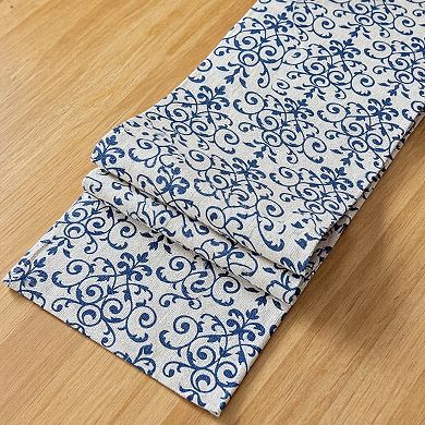 Ornate Damask Table Runner with Intricate Scroll Pattern