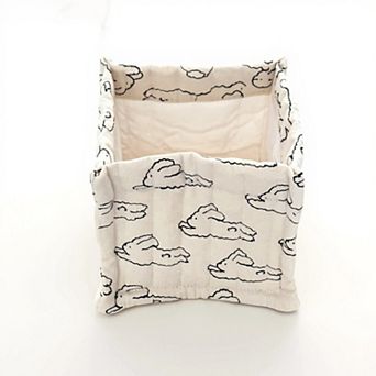 Square Fabric Storage Bin with Cartoon Animal Print and Soft Quilted Design