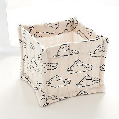 Square Fabric Storage Bin with Cartoon Animal Print and Soft Quilted Design