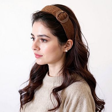 Textured Fabric Headband with Oversized Acrylic Ring Accent