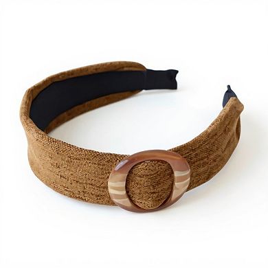 Textured Fabric Headband with Oversized Acrylic Ring Accent