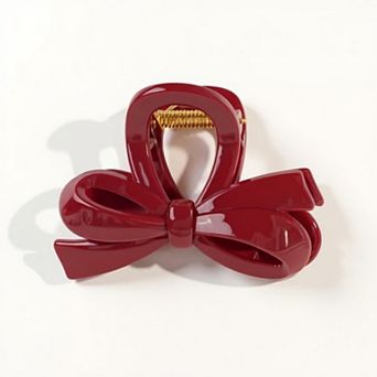 Glossy Bow Hair Claw Clip with Curved Design and Strong Spring Grip