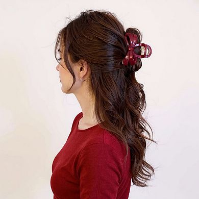 Glossy Bow Hair Claw Clip with Curved Design and Strong Spring Grip