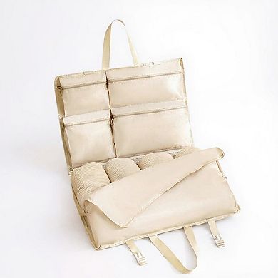 Multi-Compartment Hanging Organizer Bag with Zipper and Buckle Straps