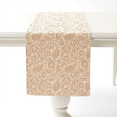 Floral Embroidered Table Runner with Intricate Pattern Detailing