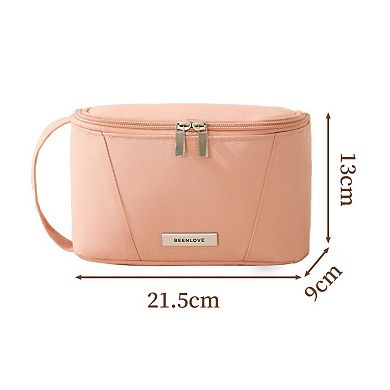 Rectangular Travel Toiletry Bag with Dual Zipper and Side Handle