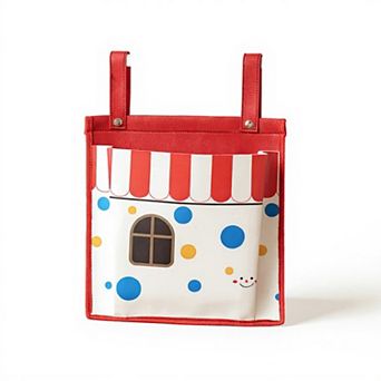 Hanging Storage Bag with Playful House Print and Snap-On Straps