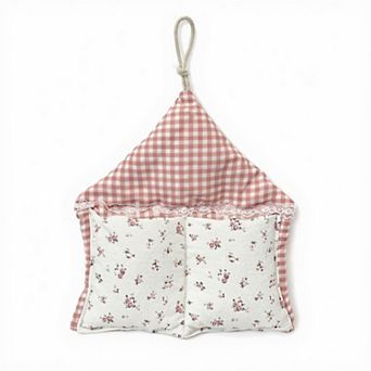 Hanging Wall Organizer with Gingham Top and Floral Double Pockets