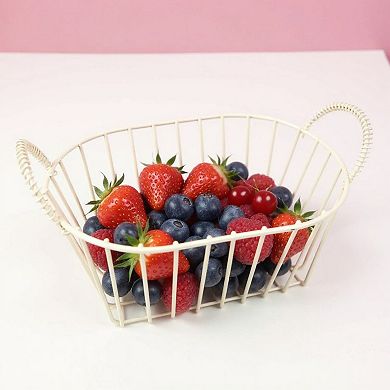 Oval Wire Storage Basket with Dual Handles and Open Frame Design