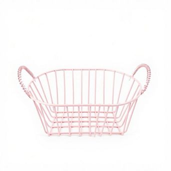 Oval Wire Storage Basket with Dual Handles and Open Frame Design