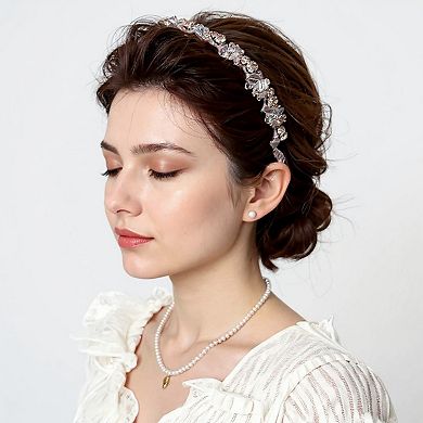 Embellished Crystal Bead Hairband with Wrapped Satin Design and Grip Teeth