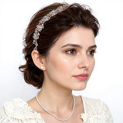 Embellish Beaded Crystal Headband Beaded Mermaid Headband, Coastal Crystal Bridal Crown  main image 3
