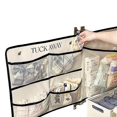 Foldable Hanging Organizer with Labeled Compartments and Contrast Trim