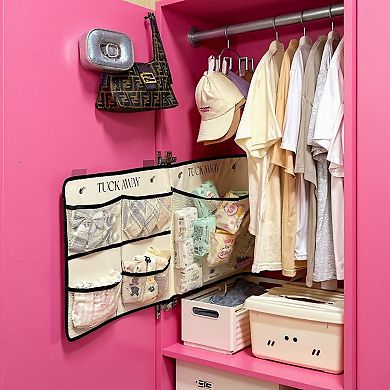 Foldable Hanging Organizer with Labeled Compartments and Contrast Trim