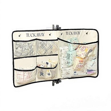 Foldable Hanging Organizer with Labeled Compartments and Contrast Trim