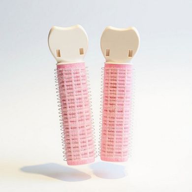 Set of 2 Self-Grip Hair Rollers with Secure Clip Top for Volume and Styling