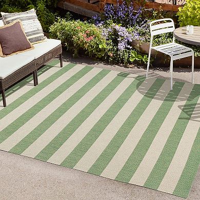 Negril Two Tone Wide Stripe Indoor/outdoor Area Rug