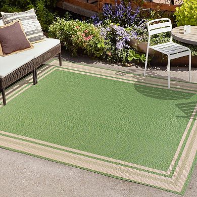 James Modern Border Stripe Indoor/outdoor Area Rug