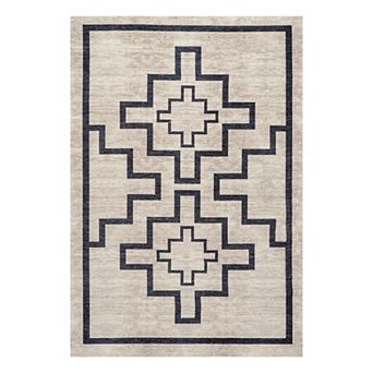 Ashkii Minimalist Medallion Machine Washable Area Rug