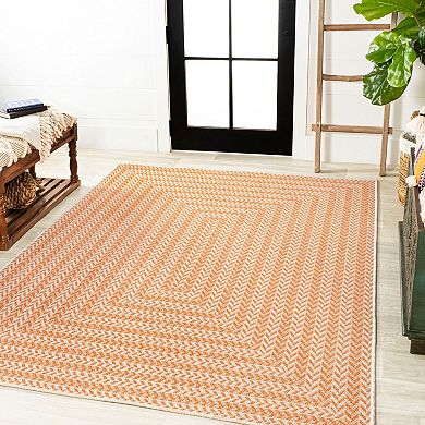 Chevron Modern Concentric Squares Indoor/outdoor Area Rug