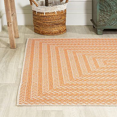 Chevron Modern Concentric Squares Indoor/outdoor Area Rug