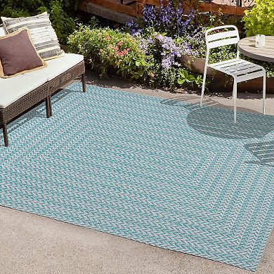 Chevron Modern Concentric Squares Indoor/outdoor Area Rug