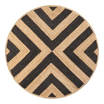 Piper Two-tone Chevron Round Jute Area Rug