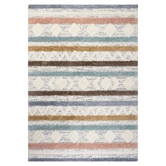 Faiza Moroccan Striped Geometric High-low Area Rug