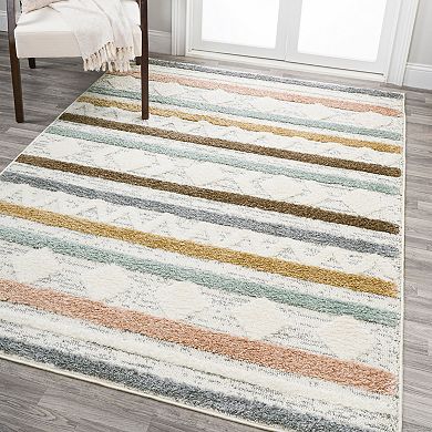 Faiza Moroccan Striped Geometric High-low Area Rug