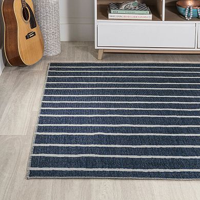 Rand Distressed Ticking Stripe Machine Washable Area Rug