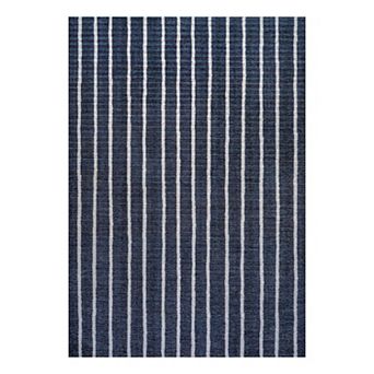 Rand Distressed Ticking Stripe Machine Washable Area Rug