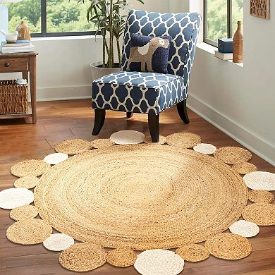 Ayana Two-tone Jute Hippy Circle Area Rug