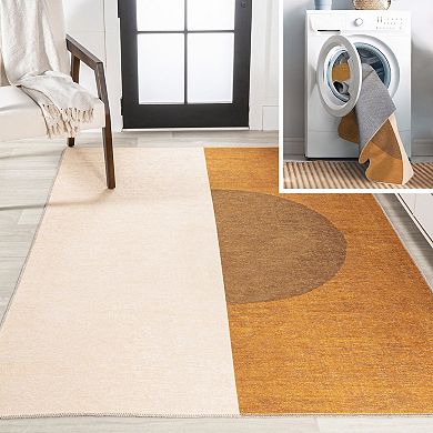 Demie Minimalist Graphic Circle Machine-washable Runner Rug