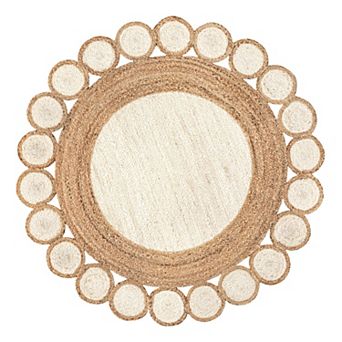 Skye Two-tone Jute Circle Border Area Rug