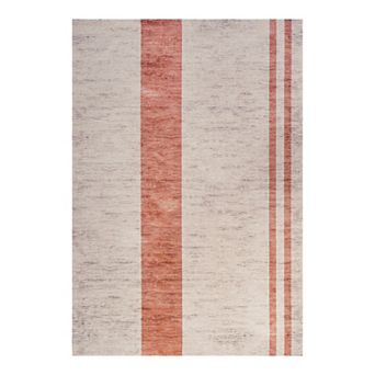Raita Modern Distressed Stripe Machine Washable Area Rug