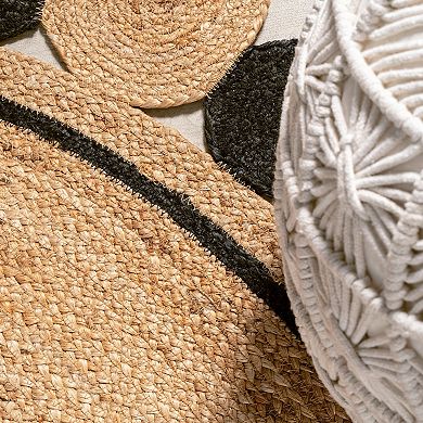 Aurora Two-tone Jute Hippy Circle Medallion Area Rug
