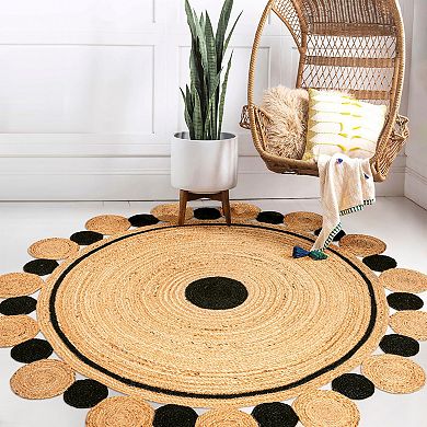 Aurora Two-tone Jute Hippy Circle Medallion Area Rug