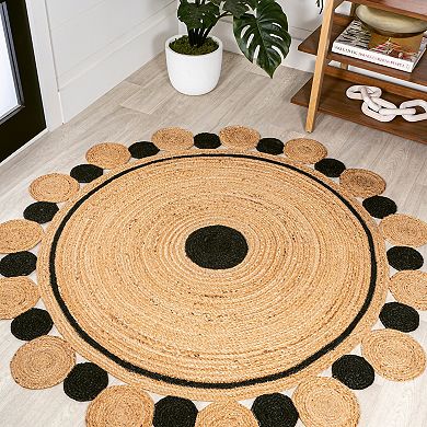 Aurora Two-tone Jute Hippy Circle Medallion Area Rug