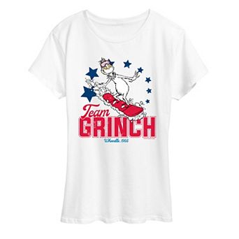 Women's Dr. Seuss Grinch Snowboarding Graphic Tee