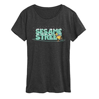 Women's Sesame Street Big Bird Ice Skating Graphic Tee