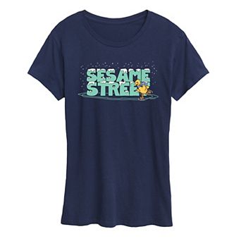Women's Sesame Street Big Bird Ice Skating Graphic Tee