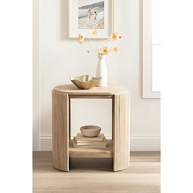 Cakora Capsule Wood Side Table