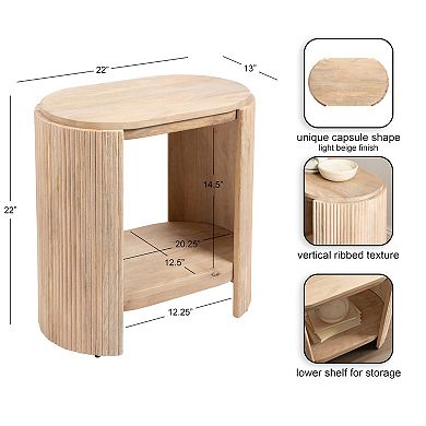 Cakora Capsule Wood Side Table