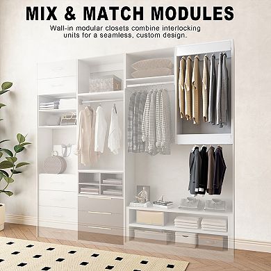 LOVMOR 28.5 in. W White Walk-In Modular Double Hanging Tower Unit